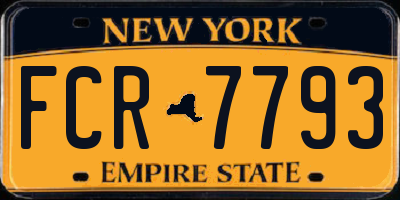 NY license plate FCR7793