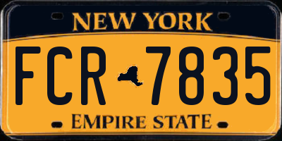 NY license plate FCR7835