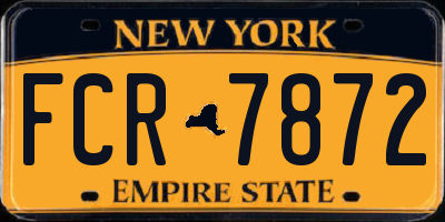 NY license plate FCR7872