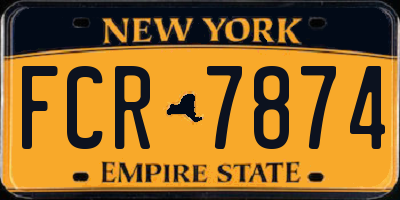 NY license plate FCR7874