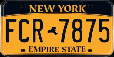 NY license plate FCR7875