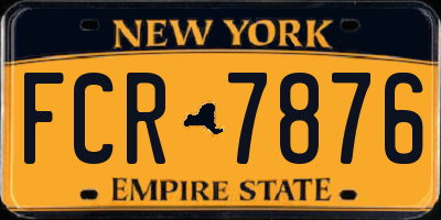 NY license plate FCR7876