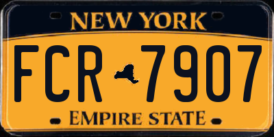 NY license plate FCR7907