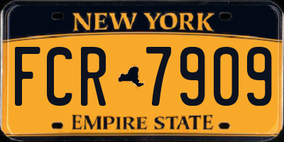 NY license plate FCR7909