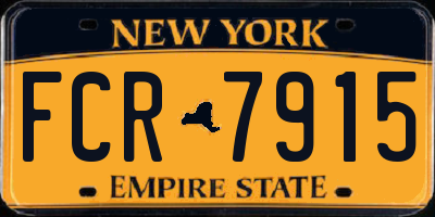 NY license plate FCR7915