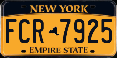NY license plate FCR7925