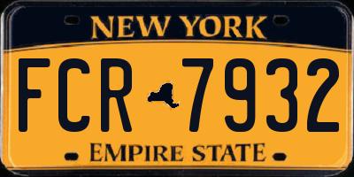 NY license plate FCR7932