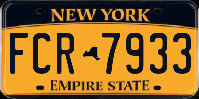 NY license plate FCR7933