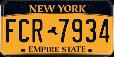 NY license plate FCR7934