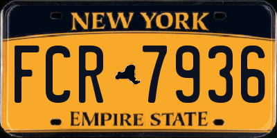 NY license plate FCR7936
