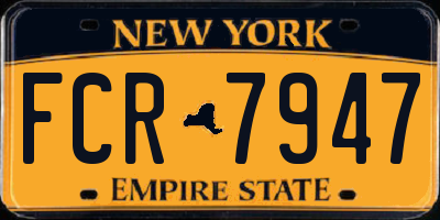 NY license plate FCR7947