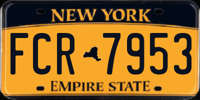 NY license plate FCR7953