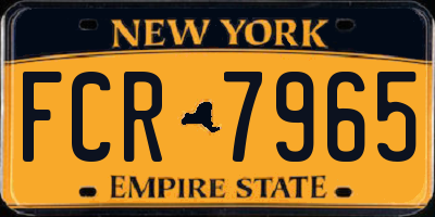 NY license plate FCR7965