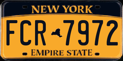 NY license plate FCR7972