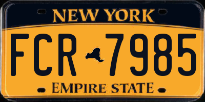 NY license plate FCR7985