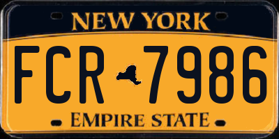 NY license plate FCR7986