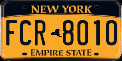 NY license plate FCR8010