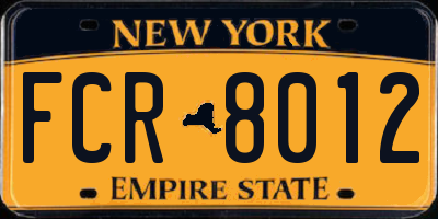 NY license plate FCR8012