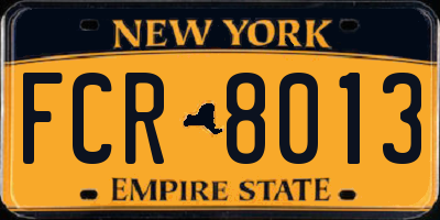 NY license plate FCR8013