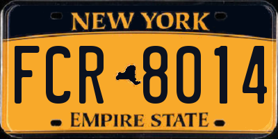 NY license plate FCR8014