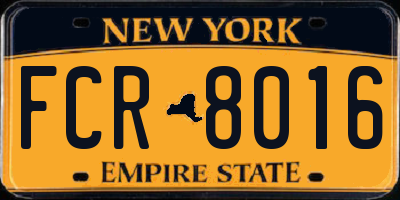 NY license plate FCR8016