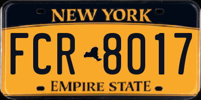 NY license plate FCR8017