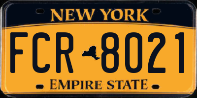 NY license plate FCR8021
