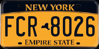 NY license plate FCR8026