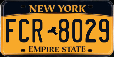NY license plate FCR8029