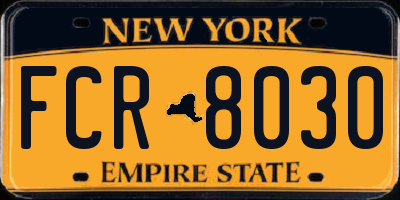 NY license plate FCR8030