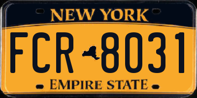 NY license plate FCR8031