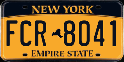 NY license plate FCR8041