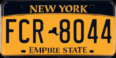 NY license plate FCR8044