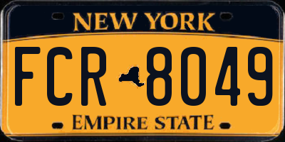 NY license plate FCR8049