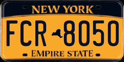 NY license plate FCR8050