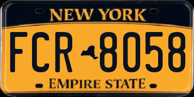 NY license plate FCR8058