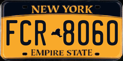 NY license plate FCR8060