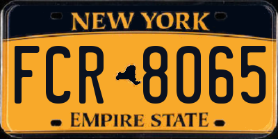 NY license plate FCR8065