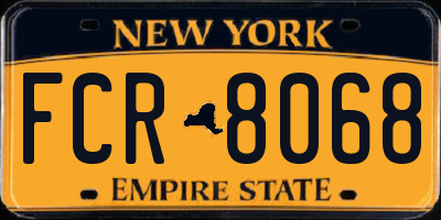 NY license plate FCR8068