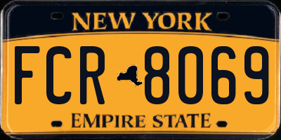 NY license plate FCR8069