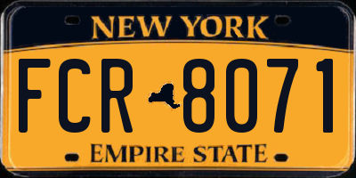NY license plate FCR8071
