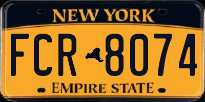 NY license plate FCR8074