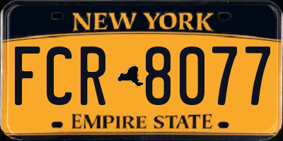 NY license plate FCR8077