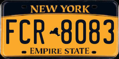 NY license plate FCR8083