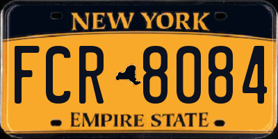 NY license plate FCR8084