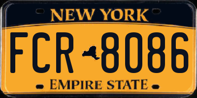 NY license plate FCR8086