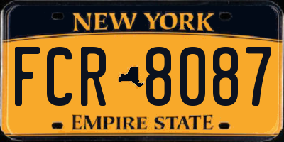 NY license plate FCR8087