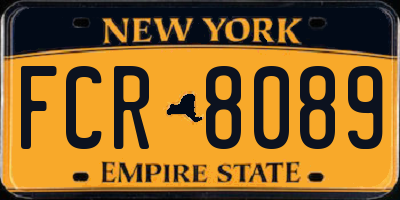 NY license plate FCR8089