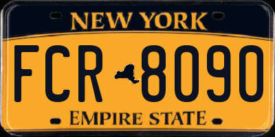 NY license plate FCR8090