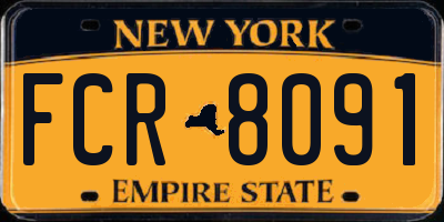 NY license plate FCR8091